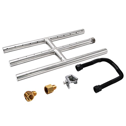 Skyflame 12 x 6 Rectangular Gas Fire Pit and Fireplace HBurner with 3 Pipes  304 Stainless Steel  for Indoor  Outdoor Use