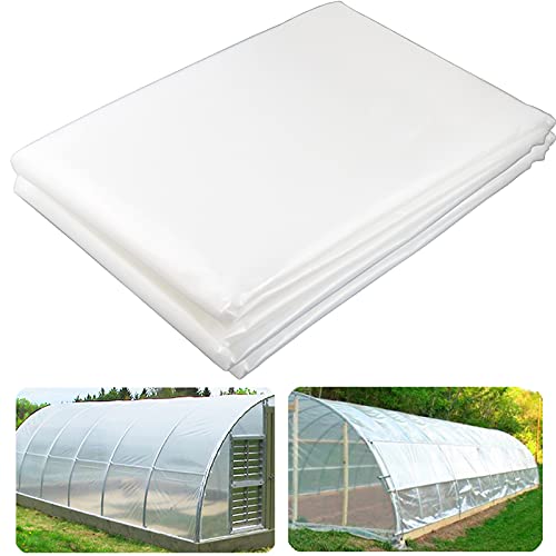 Yowlieu 12 x 25 Clear Greenhouse Plastic Sheeting 6 Mil UV Resistant Polyethylene Greenhouse Film Hoop Green House Plastic Cover for Farms Agriculture Garden