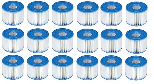 Intex 29011E Type S1 PureSpa Easy Set Pool Spa Hot Tub Filter Replacement Cartridges (18 Filters) Blue and White