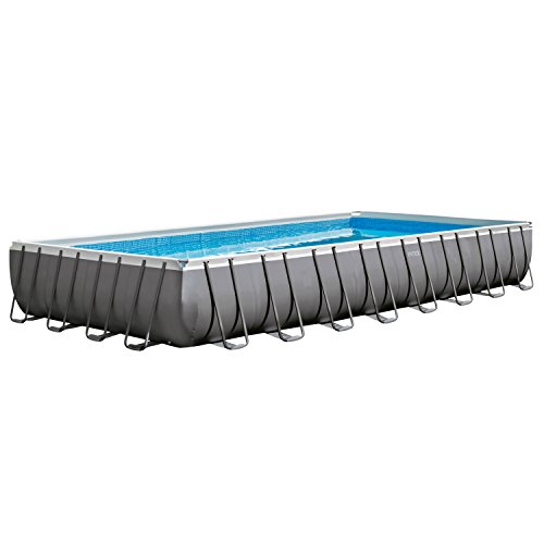 Intex 32ft X 16ft X 52in Ultra Frame Rectangular Pool Set with Sand Filter Pump Ladder Ground Cloth and Pool Cover