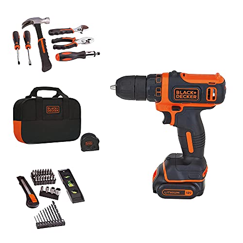 BLACKDECKER 12V MAX Drill  Home Tool Kit 60Piece (BDCDD12PK)