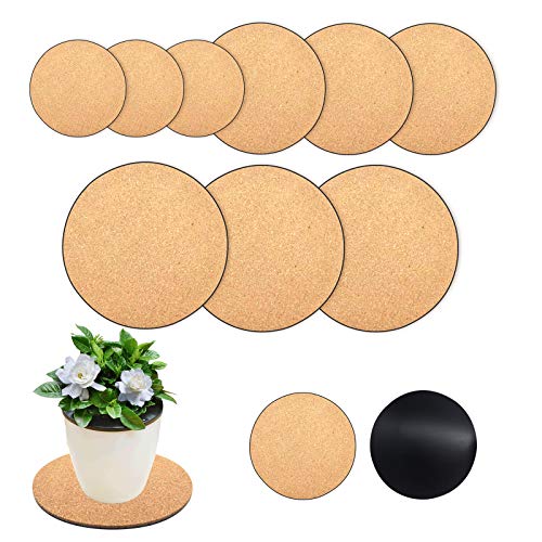 9pcs Cork Plant Mat Round Cork Plant Coasters DIY Cork Pad Plant Plate Pad for Gardening Indoor and Outdoor Pots DIY Craft Supplies4 Inch 6 Inch 8 Inch