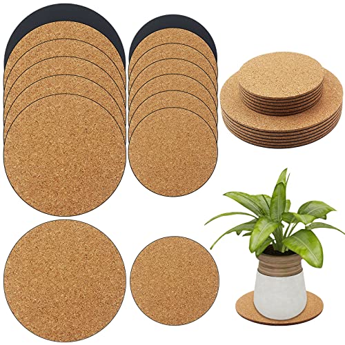 Bercoor 12 Pieces 2 Sizes Cork Plant Coasters 46 Inches Cork Plant Mats Cork Coasters for Plants Plant Pot Coasters for Garden House Plants Indoors