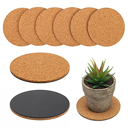 Coitak 6 Pieces Cork Mat for Plants Round Cork Plant Coasters Mats for Garden Courtyard Pot Mat Indoor Outdoor and DIY Craft Project (4 Inches)