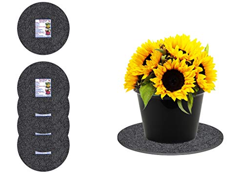 Curtis Wagner Plastics Corp MA1600 Fabric Plant Mat (16 Diameter Charcoal Gray 5Pack)  Round Cork Plant Coasters  Use as Planter Coaster or Pads for your Arts  Crafts