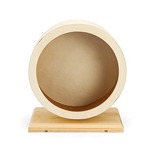 KUAIZI Hamster Wooden Wheel Small Animal Toys Wooden Mute Cork Mat Hamster Running Wheel Golden Silk Bear Chinchilla Guinea Pig Hamster Toy(M)