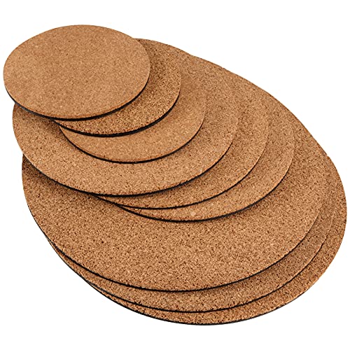 LAUYUT 9 Pieces 4 Inch 6 Inch 8 Inch Cork Plant Mat Round Cork Plant Coasters for Gardening Indoor Outdoor Pots Coaster DIY Craft Project