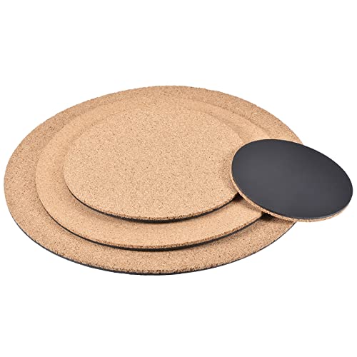 MECCANIXITY Cork Plant Mat 4 6 8 10 Inch Round Plastic Absorbent Waterproof Coaster Pad for Home Garden Pot 8in1 Set