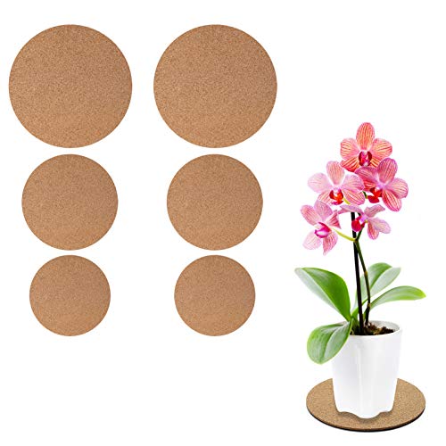 OKAYC 6 Pieces Cork Plant Mat Plastic Plant Mat Round Plate Pad for Kitchen Hot MatsIndoor and Outdoor Flower Pots and DIY Craft Projects(4 Inches 6 Inches 8 Inches Black Cork Color)