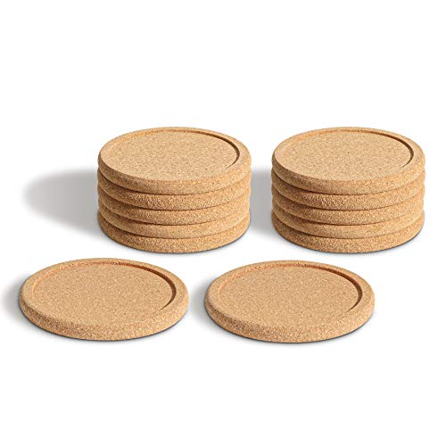 T4U 4 Inch Cork Plant Saucer Round Set of 12 Cork Mat Drainage Tray for Succulent Cactus Flower Pot Cork Wood Drip Pads Plates for Indoor Table Desk Windowsill Clean Solution DIY Craft Project