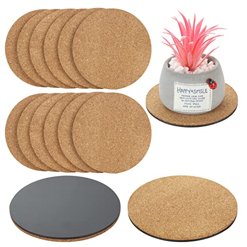 ZOEYES 15 Pieces Cork Plant Mat Cork Plant Coaster 4 Inch Cork Pad for Plants Round Absorbent Cork Mat for Gardening Indoor Outdoor Pots Drinks DIY Craft Project