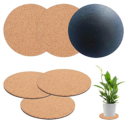 vensovo 4 Inch Cork Plant Mat  6 PCS Large Cork Plant Coasters for House Plant Indoor and Outdoor Flower Pots Cork Coasters for Drinks DIY Craft