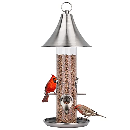 Kingsyard Bird Feeders for Outside Hanging Metal Parts Tube Bird Feeder with 4 Bird Feeding Station 18 INCH Birdfeeders for Finch Chickadee Cardinal