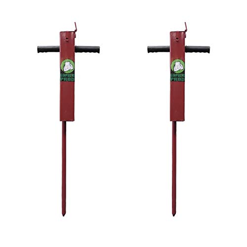 Rugged Ranch MGP1 Professional Metal Home Gopher Mole Prod Poison Pest Control Bait Tool for Gophers Voles and Moles Red (2 Pack)