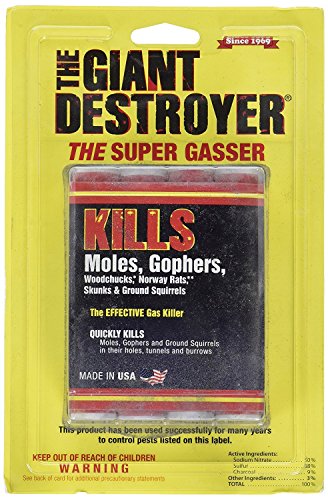 The Giant Destroyer (GAS KILLER) (124PK TOTAL) 48 kills Moles Gophers Woodchucks Norway Rats Skunks Ground Squirrels in their Holes Tunnels Burrows NO dealing w dead pest better than traps