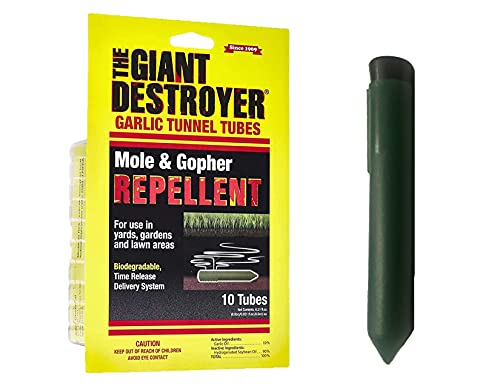 The Giant Destroyer Solution to Control Moles Gophers Skunks and Other Burrowing Rodents NO Dealing wDead Pest Better Than Traps (Garlic Tunnel Tubes  120 Total Tubes)