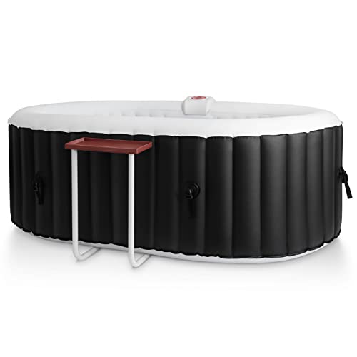 Edostory 24 Person Inflatable Hot Tub Spa 75 x 47Inch Oval Portable Outdoor Hot Tub with Builtin Pump Side Table Bubble Jets 2 Filter Cartridge Included