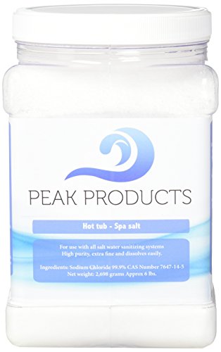 Peak Products Hot Tub Salt and Spa Salt for All Salt Water Sanitizing Systems and Chlorine Generators Including Hotspring Jacuzzi Caldera and Chloromatic  6 Pounds