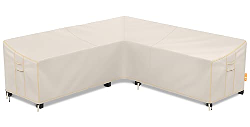 Patio Sectional Sofa Cover Waterproof Outdoor VShaped Sectional CoverHeavy Duty Garden Furniture Cover with 600 DAir Vent UV Resistant100 L (on Each Side) x 315 D x 35 H