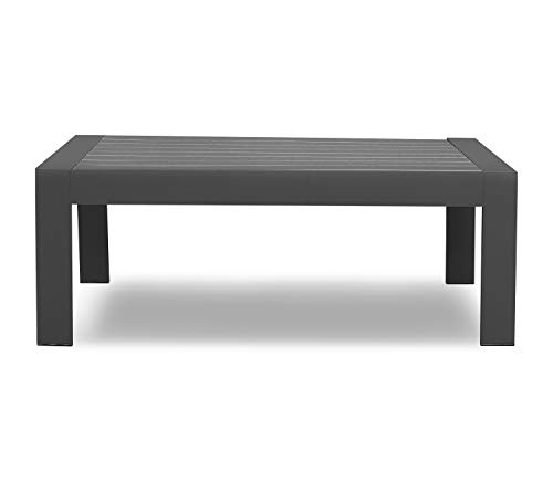 Solaste Patio Furniture Metal Coffee Table AllWeather Aluminum Garden Outdoor Contemporary Rectangle Table with Metal Frame Dark Grey