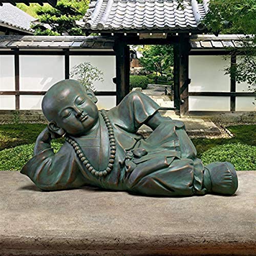 Design Toscano EU22736 Resting Serene Baby Buddha Garden Statue Verdigris