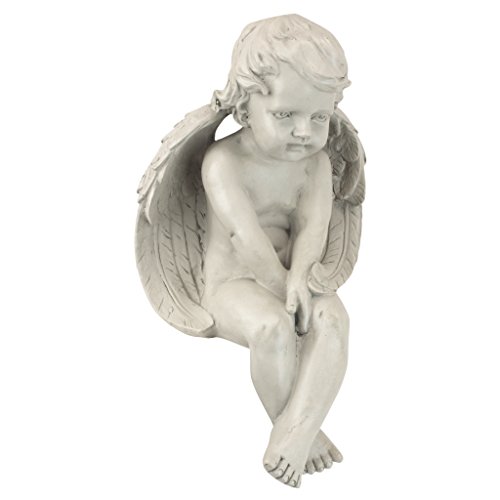 Design Toscano JE101261 Angel of Meditation Shelf Sitting Statue 13 Inch Polyresin Antique Stone