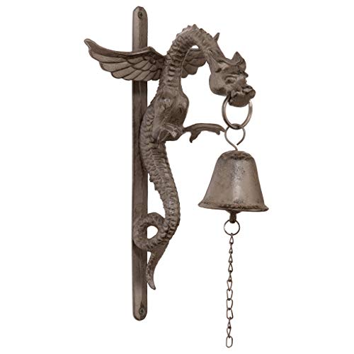 Design Toscano QH8206 Florentine Dragon Gothic Decor Hanging Bell Wall Sculpture 12 Inch Single