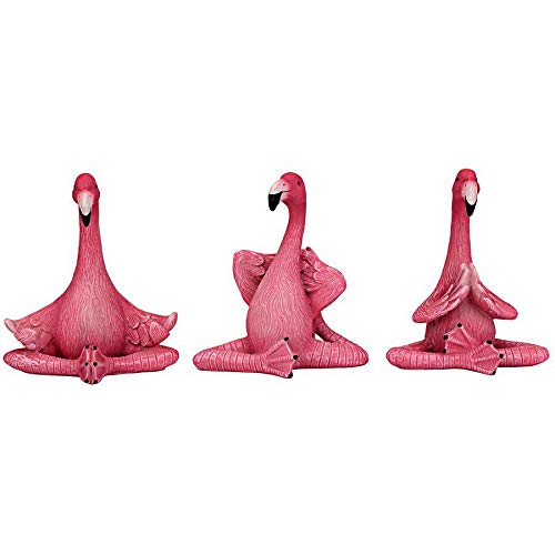 Design Toscano QL60051 The Zen of Pink Flamingos Yoga Statues Full Color