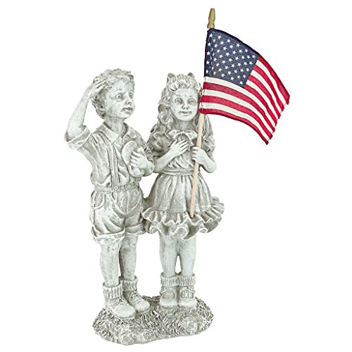 Design Toscano QM7512030 Patriotic Flag Children StatueAntique Stone