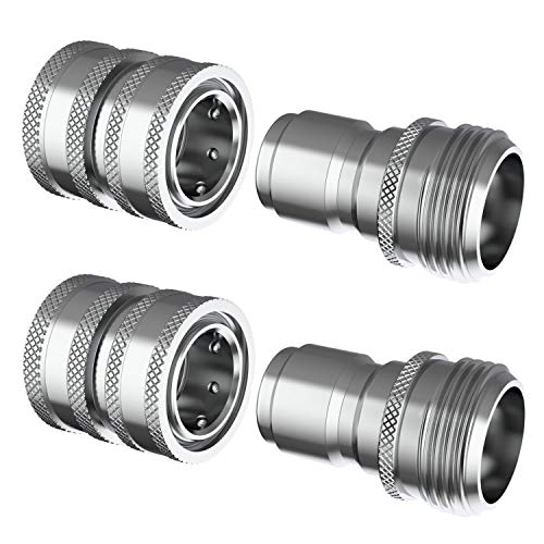 ESSENTIAL WASHER Garden Hose Quick Connect Hose Fittings  34 Inch Stainless Steel Water Hose Quick Connect Set  Garden Hose Connector Set Pressure Washer Adapter Great For RV or Pressure Washer