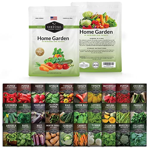 Survival Garden Seeds Home Garden Collection Vegetable  Herb Seed Vault  NonGMO Heirloom Seeds for Planting  Long Term Storage  Mix of 30 Garden Essentials for Homegrown Veggies