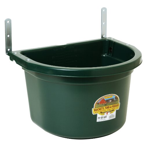 Little Giant Plastic Fence Feeder (Green) Heavy Duty Mountable Feed Bucket for Livestock  Pets (20 Quart) (Item No FF20GREEN)