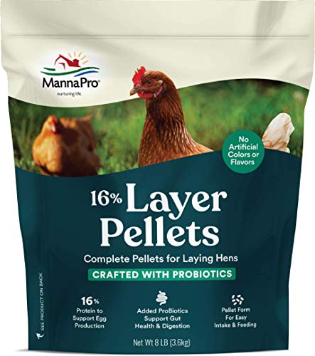 Manna Pro Chicken Feed  16 Chicken Food with Probiotic Pellets Chicken Layer Feed  8 Pounds