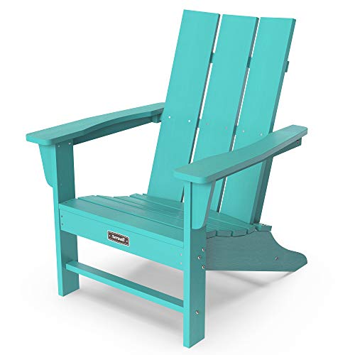 Adirondack Chair with Flat Back Contemporary Patio Chairs Lawn Chair Outdoor Chairs Painted Weather Resistant Aruba Blue