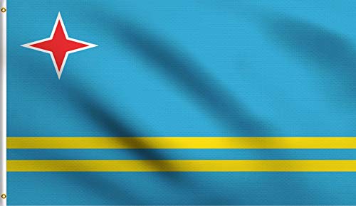DMSE Aruba Arubans Larkspur Flag 3X5 Ft Foot 100 Polyester 100D Flag UV Resistant (3X5 Ft Foot) (3X5 Ft Foot) (3X5 Ft Foot)