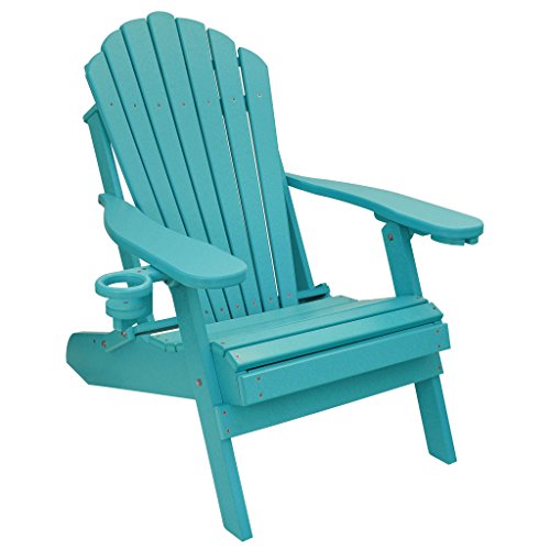 Outer Banks Deluxe Oversized Poly Lumber Folding Adirondack Chair (Aruba Blue)