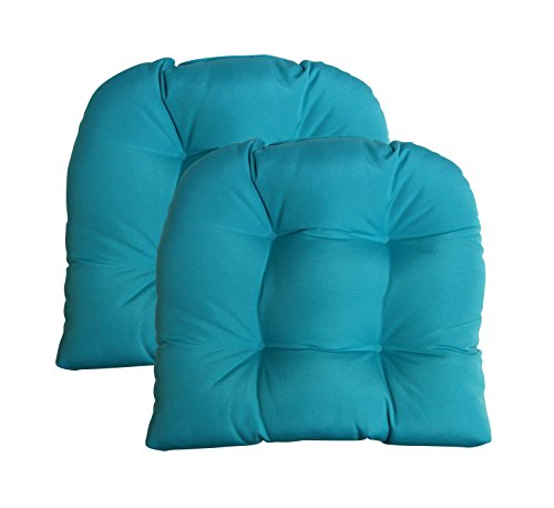 RSH Décor Indoor Outdoor Sunbrella 2 pk Wicker Patio Chair Seat Cushion Pillow Water Resistant Pad  Choose Color (Canvas Aruba Blue )