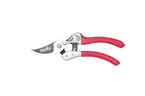 Aotto Traditional Bypass Pruning Shears 8 Inch Length Heavy Duty Hand Pruner Premium Garden Shears for Trees Hedges Shrubs and Roses Ergonomic Gardening Tool for Effortless Precise Cuts Red