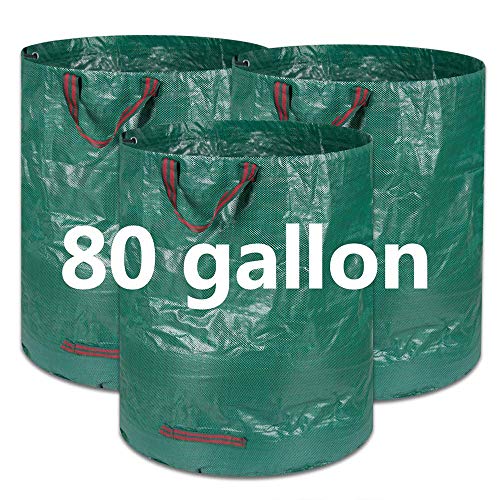 COCOCKA 3Pack 80 Gallons Reusable Garden Waste Bags(H33D267 inches) Heavy Duty Gardening Bags Lawn BagsReusable Trash CanLeaf BagsYard Waste Bags with 4 Handles