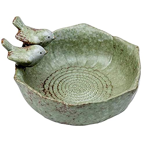 BATYY Creative Bird Bath Ceramic PedestalGarden Ornaments Outdoor Indoor StatuesAntique Large Bird Bath BowlHandmade Bird Bath Pedestal for Outdoor Decoration