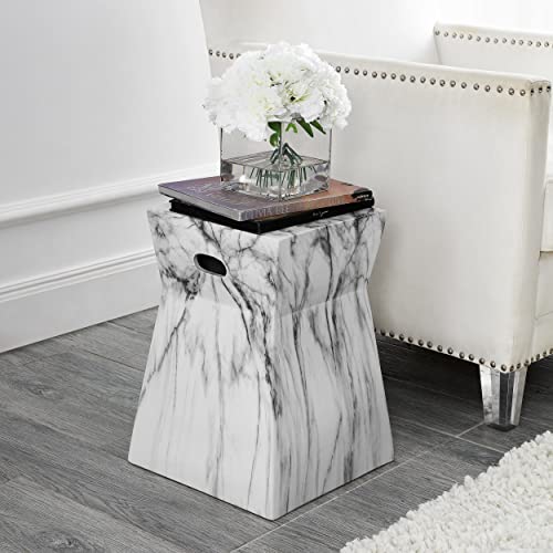 Safavieh ACS4570A Artesia Ceramic Decorative Garden Stool White and Black Marble