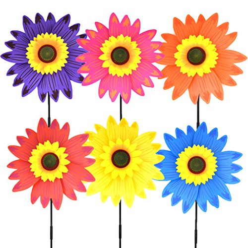 B bangcool Sunflower Lawn Pinwheels Wind Spinners Garden Party Pinwheel Wind Spinner for Patio Lawn  Garden (6 PCS)）