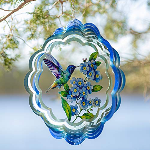 VP Home Floral Hummingbird Kinetic 3D Metal Outdoor Garden Decor Wind Spinner