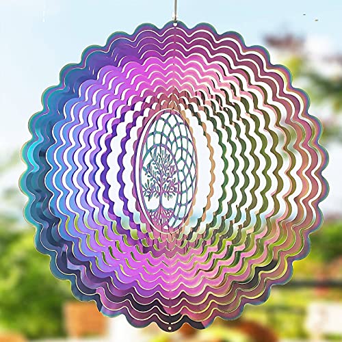 Wind SpinnerHanging Wind Spinners Outdoor MetalTree of Life Wind Spinner Mandala 3D Yard Art DecorGarden Wind Spinners Hanging for Home Balcony Porch Patio WindowStainless Steel Wind Spinners 10