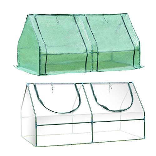 Aoodor Greenhouse UV Protected Plant Seed Grow Cold Frame with 2 Covers 6 ft x 3 ft x 3ft