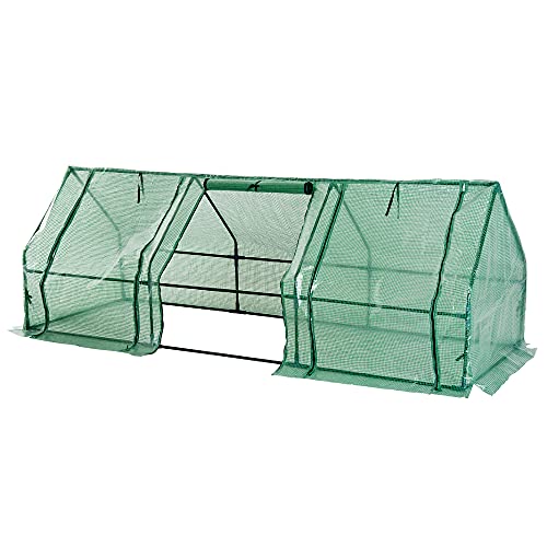 Outsunny 9 L x 3 W x 3 H Portable Tunnel Greenhouse Outdoor Garden Mini Hot House with Zipper Doors  WaterUV Cover