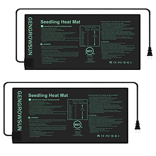 GENGROWSUN Seedlings Heat Mat Pad 2 Pack 10x2075 inch IP67 Seed Heating Mat Pat Seed Starting Propagation and Increase for Plant MET Safety Standard Certified