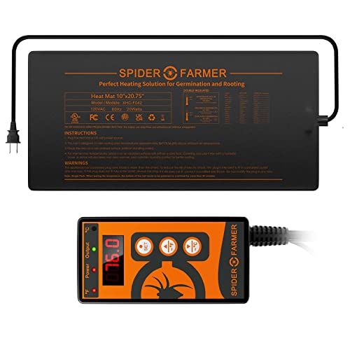 Spider Farmer Seedling Heat Mat 10X2075 and Digital Heating Mat Thermostat Controller Combo Set Waterproof for Indoor Seeding and Germination