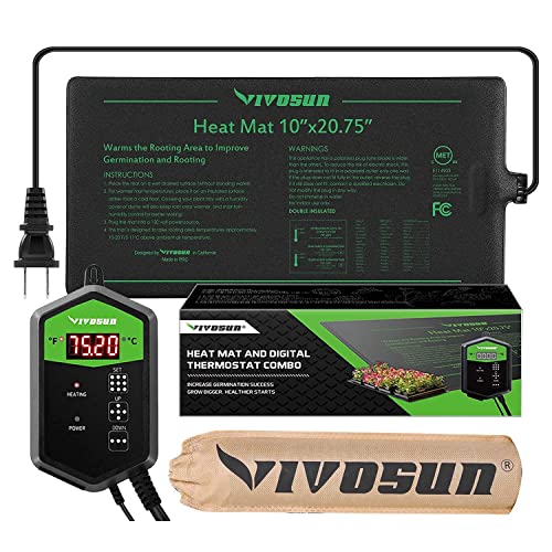 VIVOSUN 10x2075 Seedling Heat Mat and Digital Thermostat Combo Set MET Standard