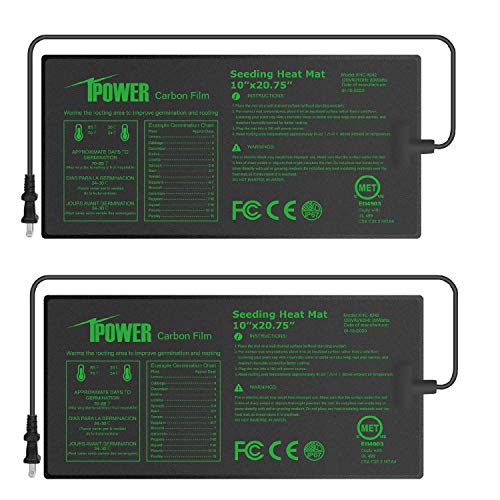 iPower GLHTMTPROSX2 10 x 2075 Seedling Heat Mat 2Pack Upgraded Carbon Film Durable Waterproof Indoor Warm Hydroponic Plant Germination Starting Pad Black